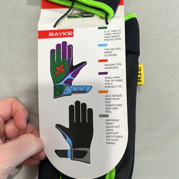 NWT XProtex Raykr Batting Gloves - Mens XXL - black Green - Picture 4 of 5